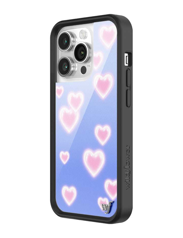 Wildflower iPhone case 14 Pro Dreamy Hearts Blue Pink Cute