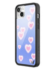Wildflower iPhone case 14 Plus Dreamy Hearts Blue Pink Cute