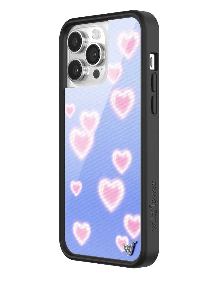 Wildflower iPhone case 14 Pro Max Dreamy Hearts Blue Pink Cute