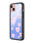 Wildflower iPhone case 15 Plus Dreamy Hearts Blue Pink Cute