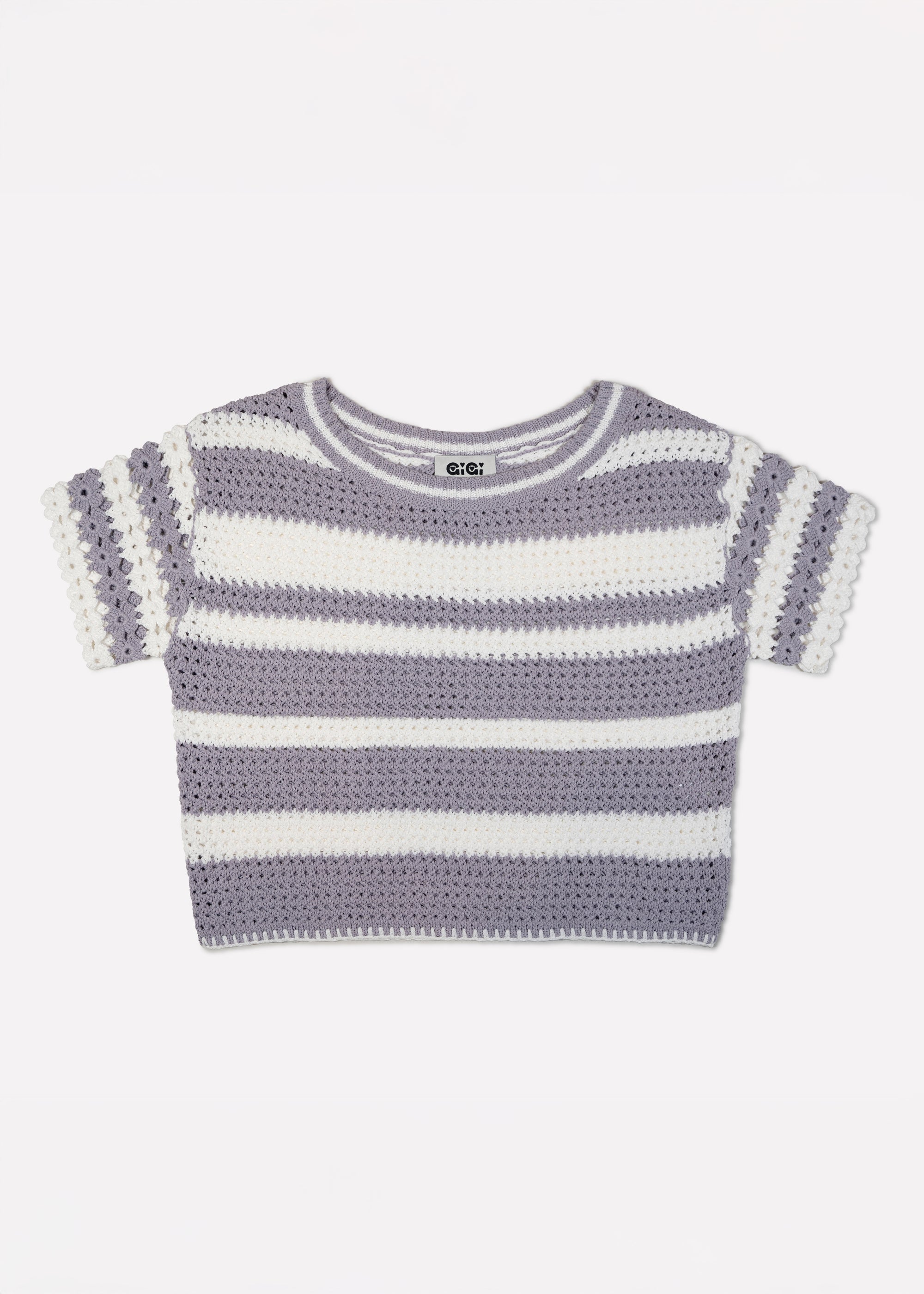 Gigi Knitwear - Flower T-shirt - Lavender/White -