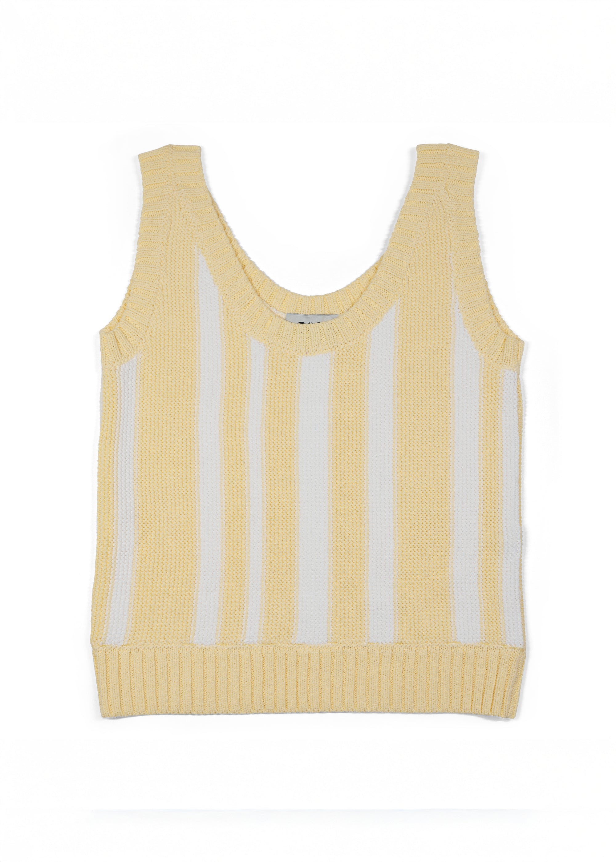 Gigi Knitwear - Vertical Stripe Tank Top - Light Yellow & White -
