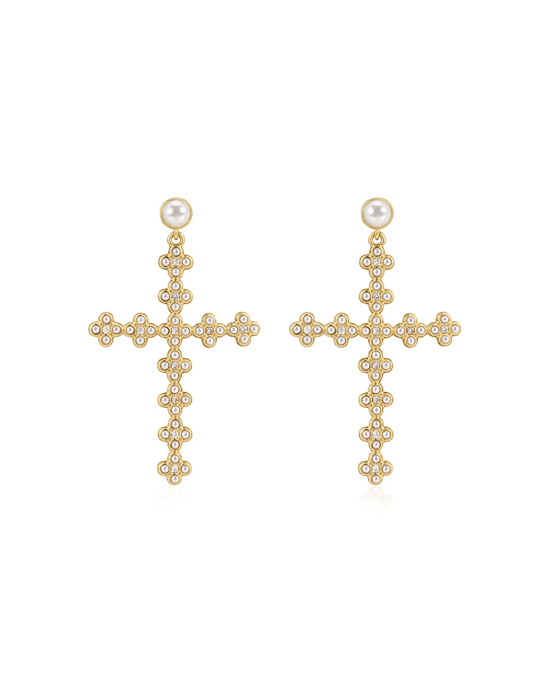 Luv Aj - The Daisy Stud Cross Earrings - Gold