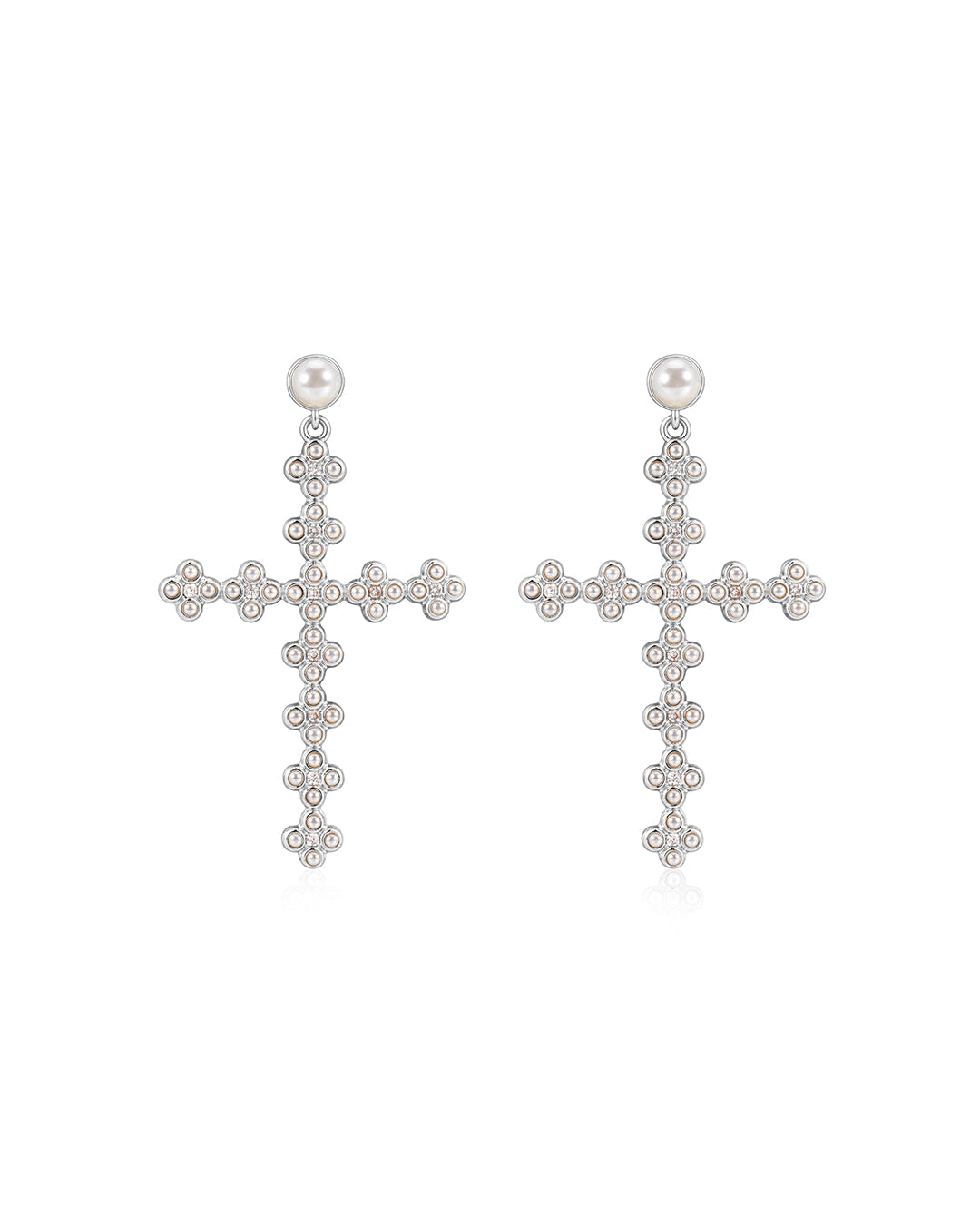 Luv Aj - The Daisy Stud Cross Earrings - Silver