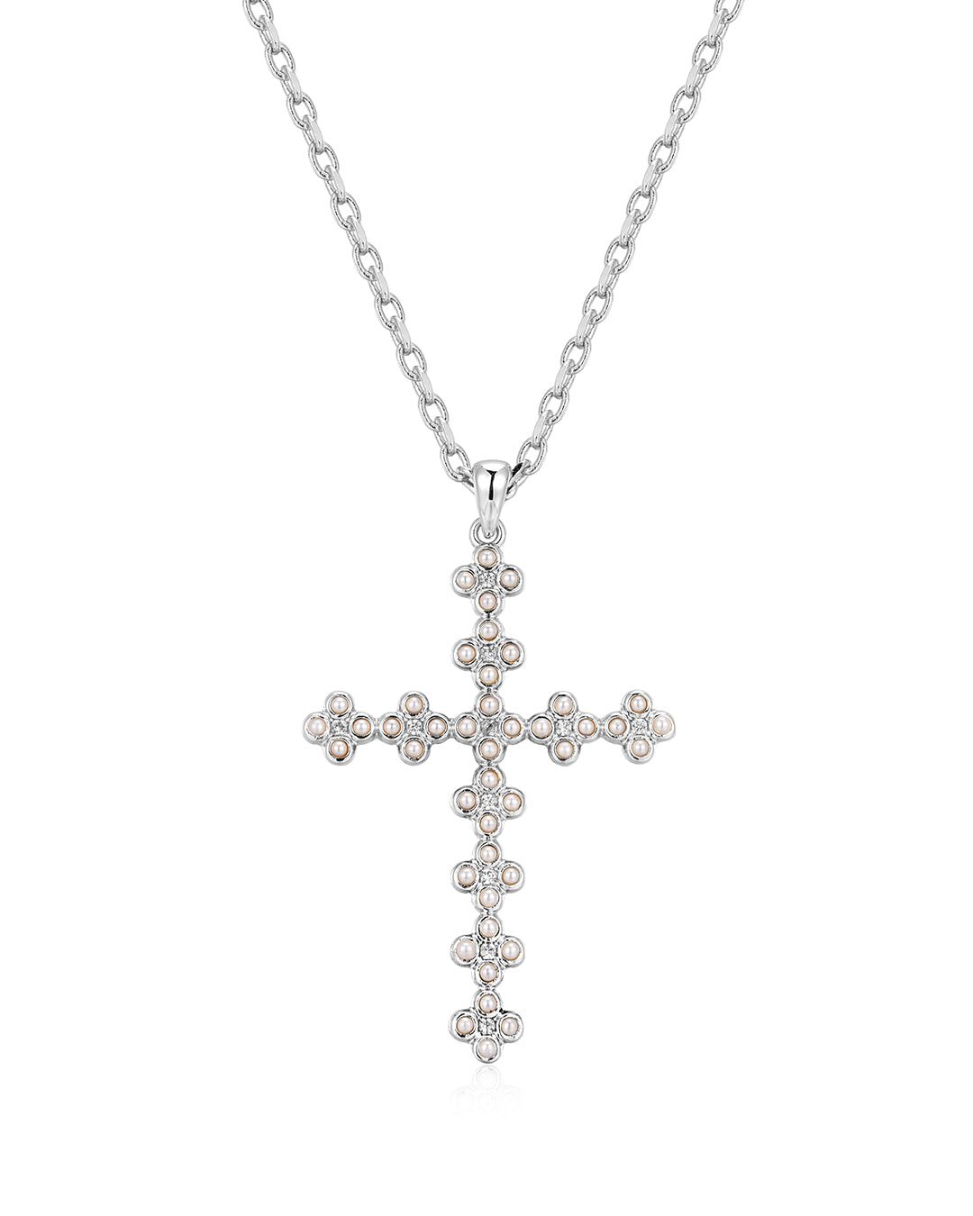 Luv Aj - The Daisy Stud Cross Necklace - Silver