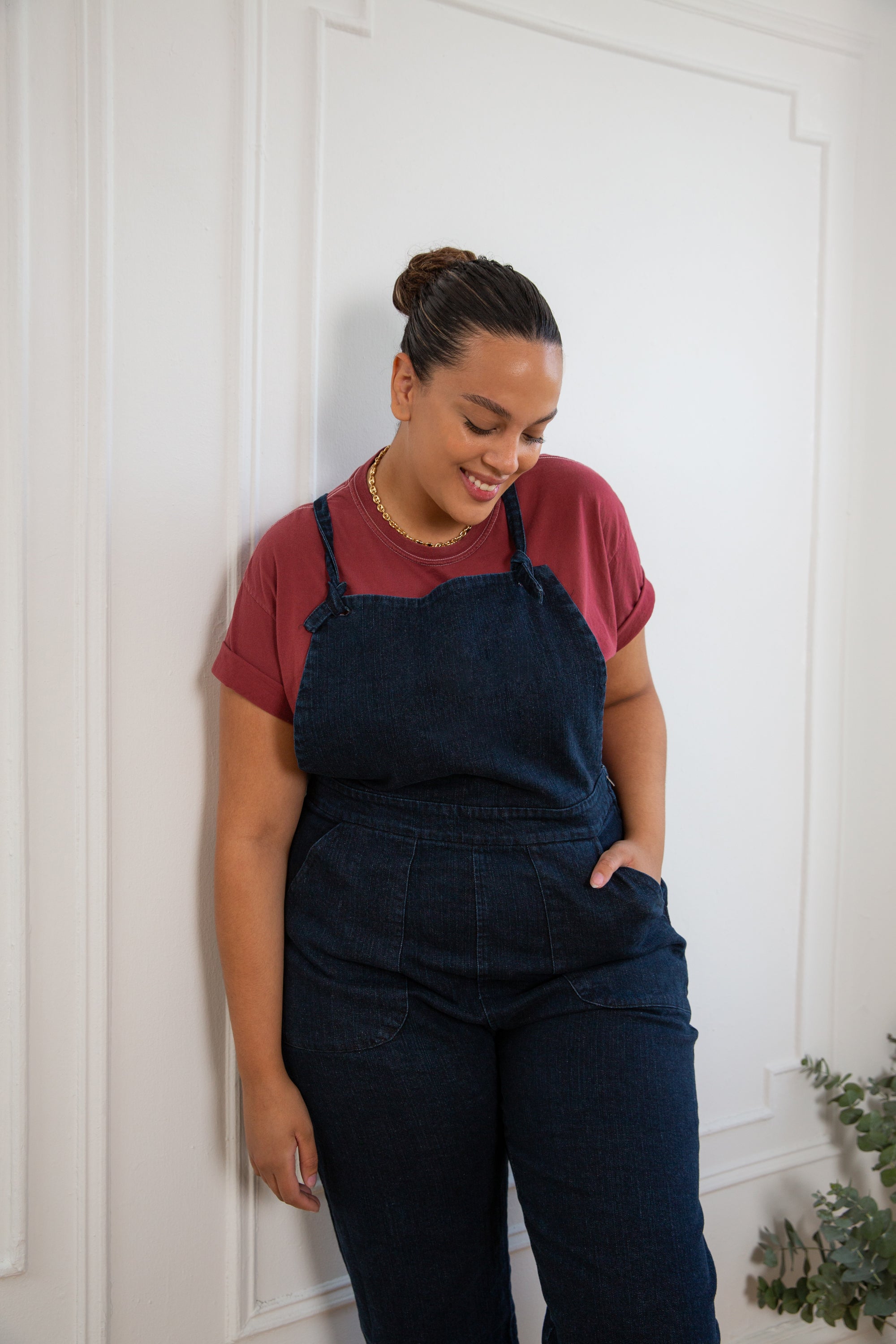 Knot Overalls in Dark Indigo Cotton Denim | Loup