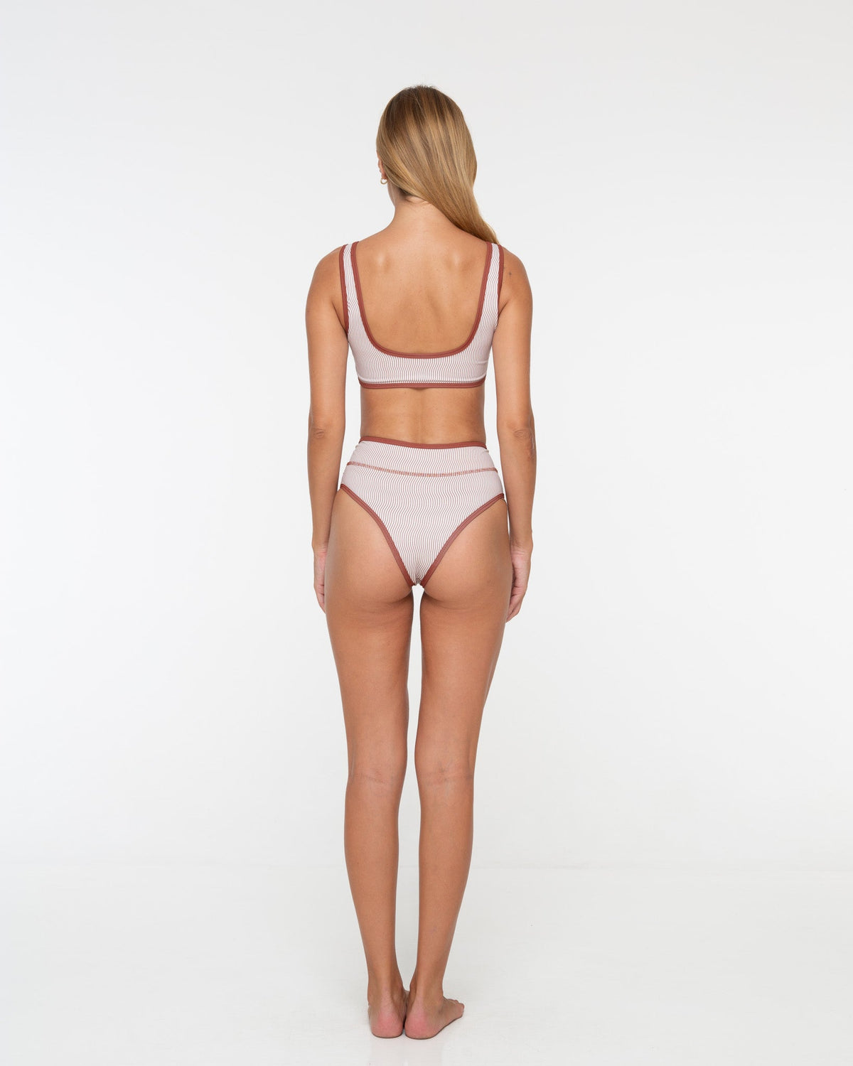Noserider Surf Club - High Waisted Surf Bikini Bottom in Banda Lines -
