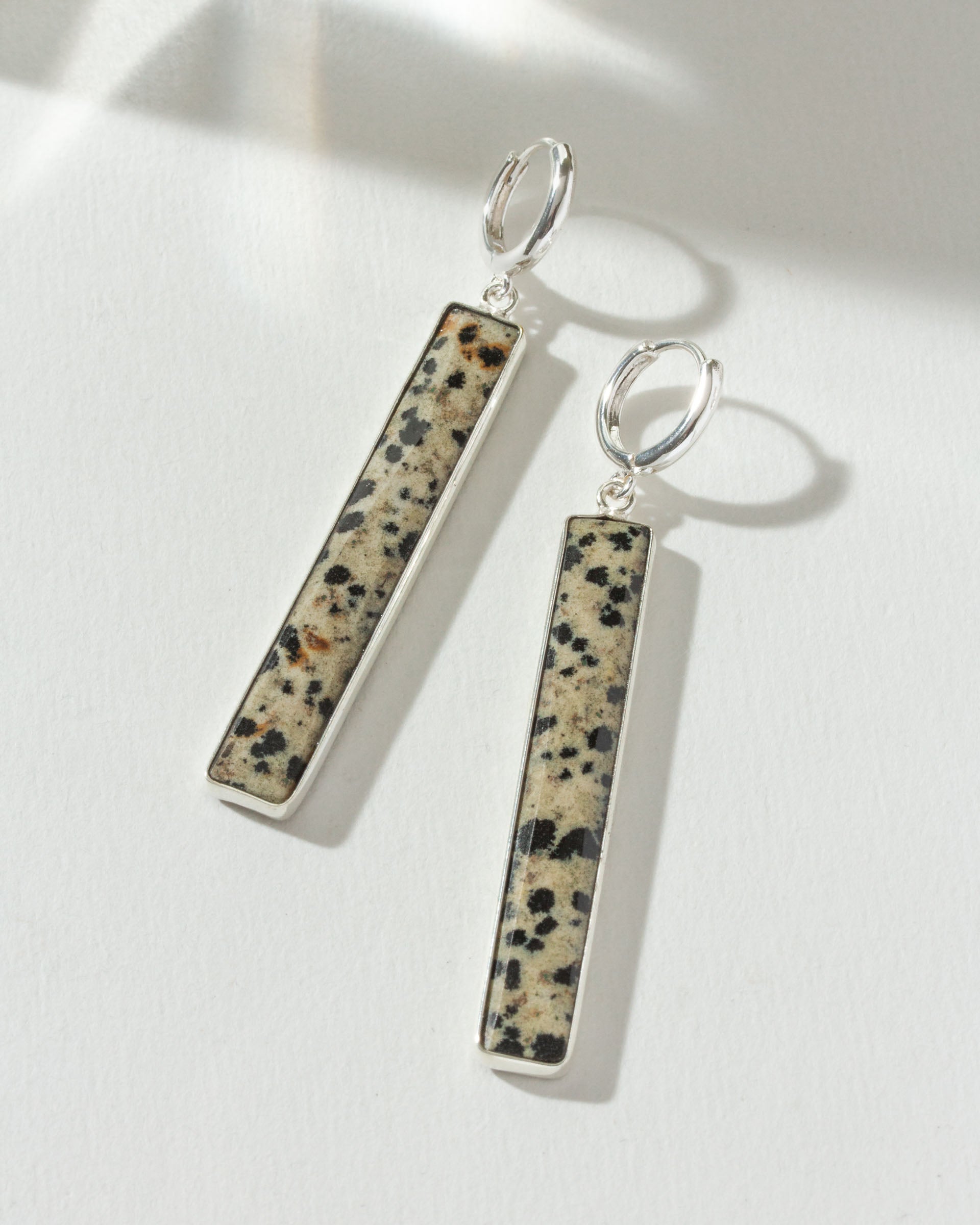 Luna Norte - Gemstone Edge Huggie Hoop Earring Silver -