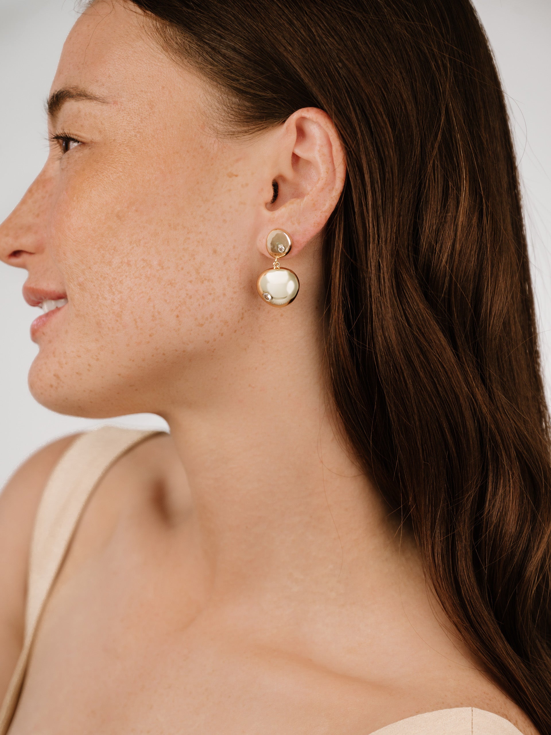 Ettika - Polished Double Pebble Drop Earrings - Gold -