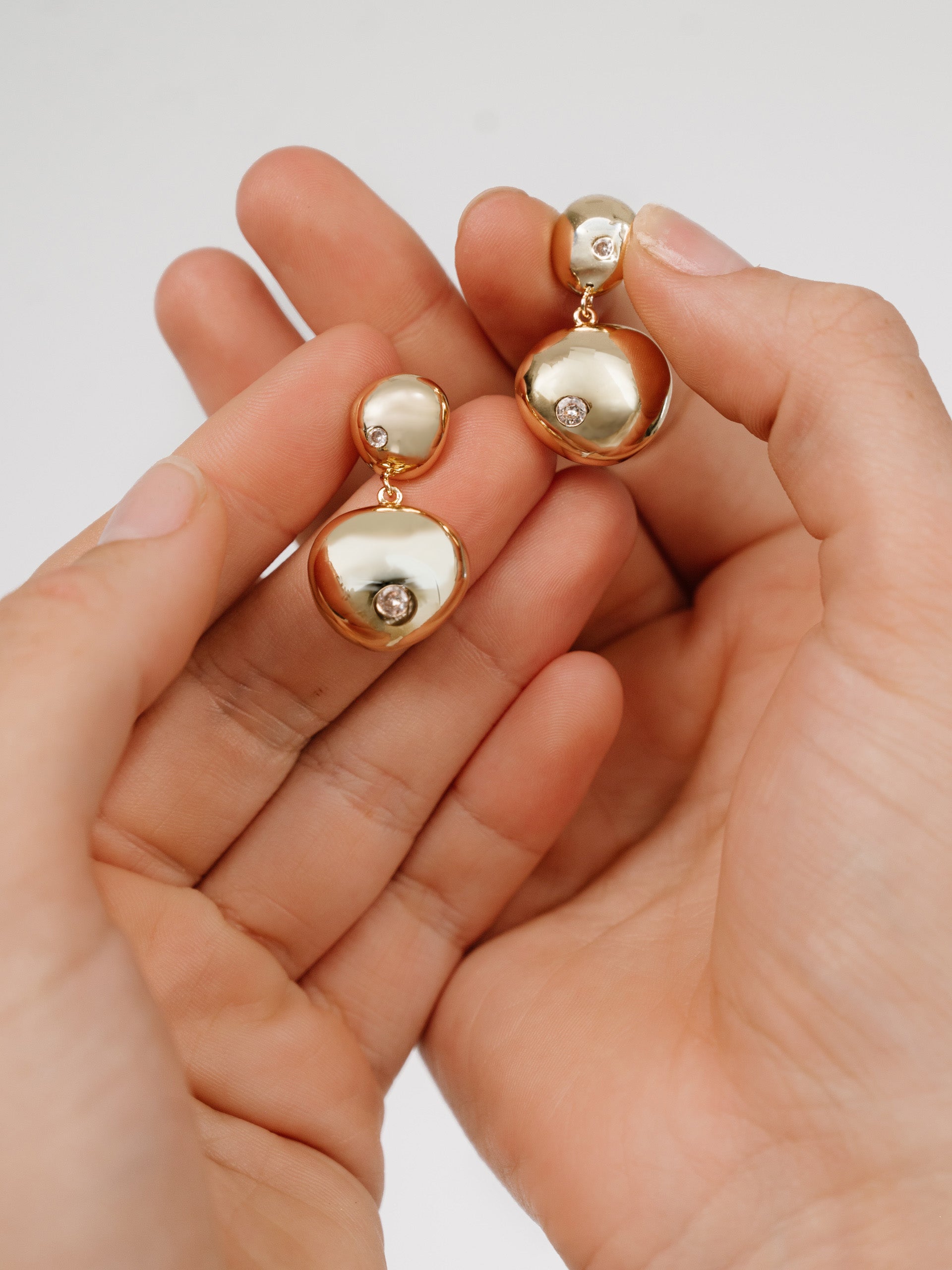 Ettika - Polished Double Pebble Drop Earrings - Gold -