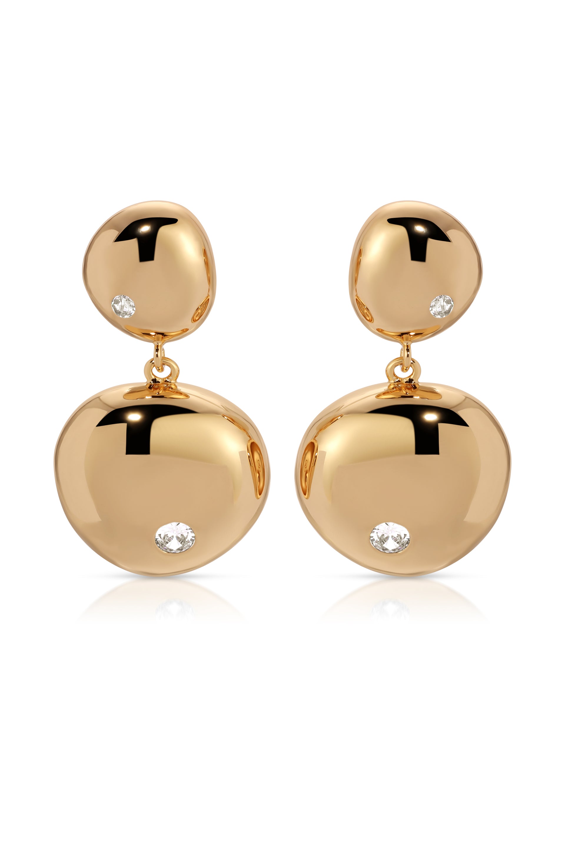 Ettika - Polished Double Pebble Drop Earrings - Gold -