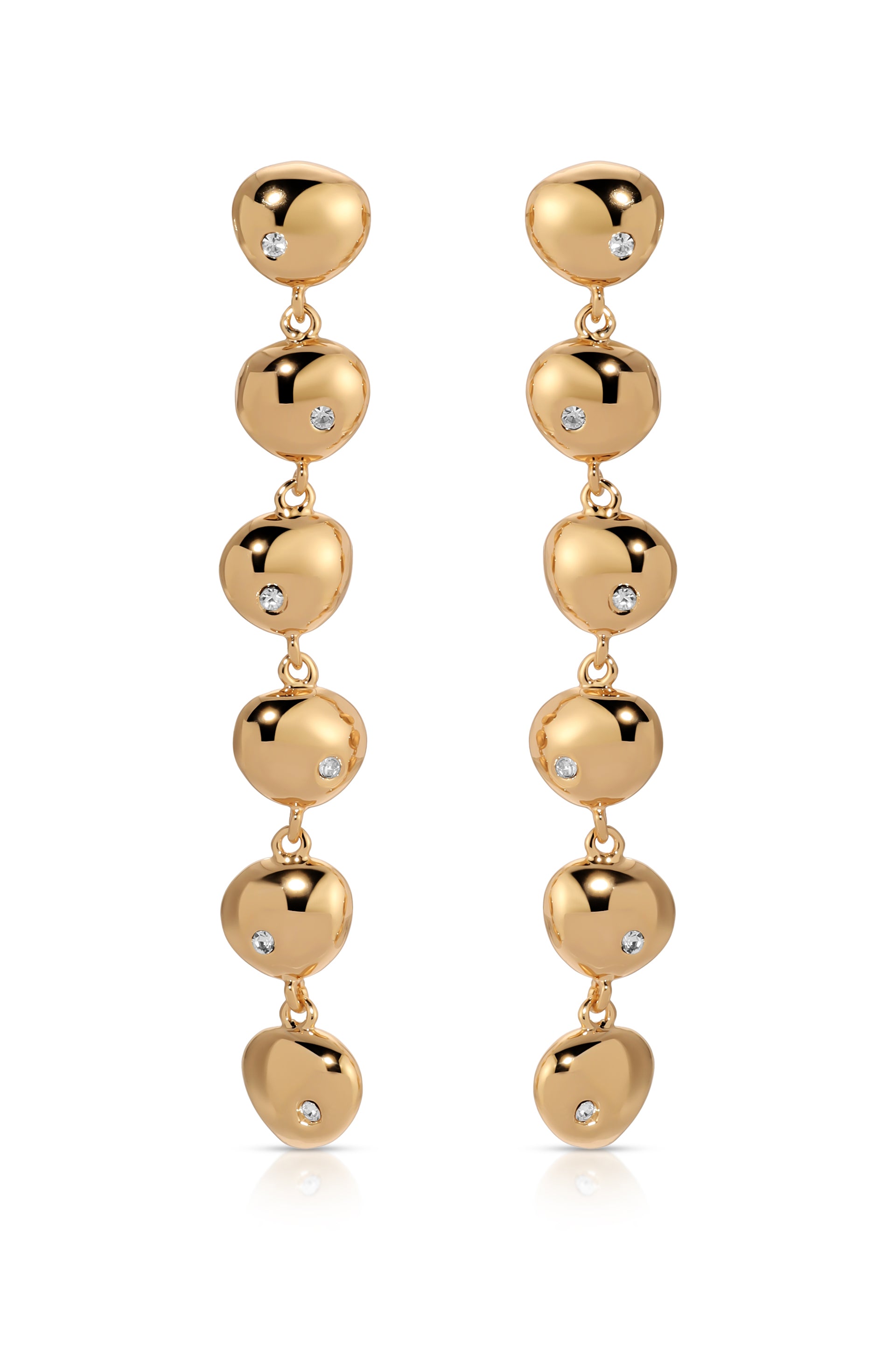 Ettika - Polished Pebble Linear Dangle Earrings - Gold -