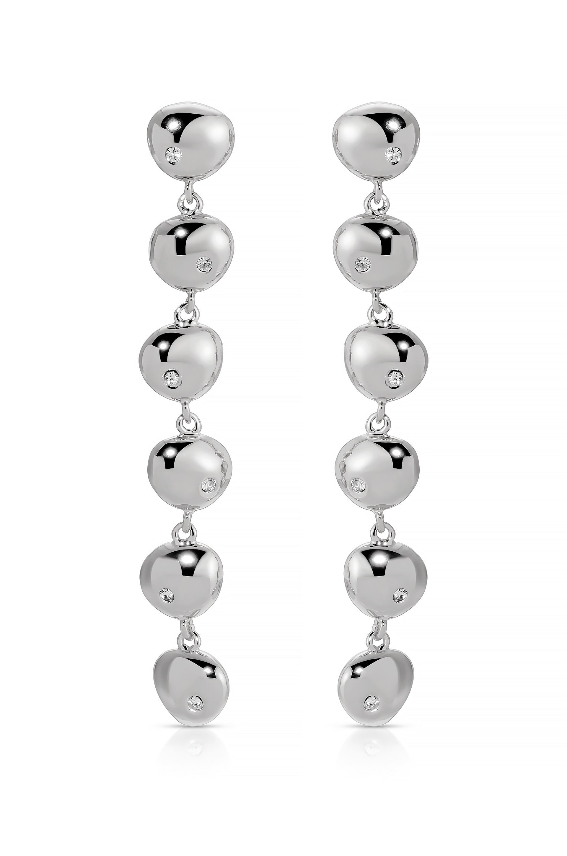 Ettika - Polished Pebble Linear Dangle Earrings - Silver -