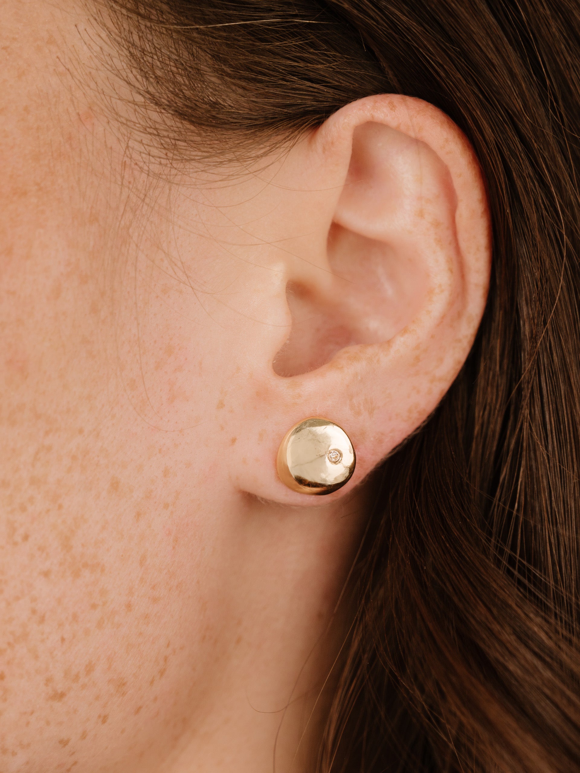 Ettika - Polished Pebble Crystal Stud Earrings - Gold -