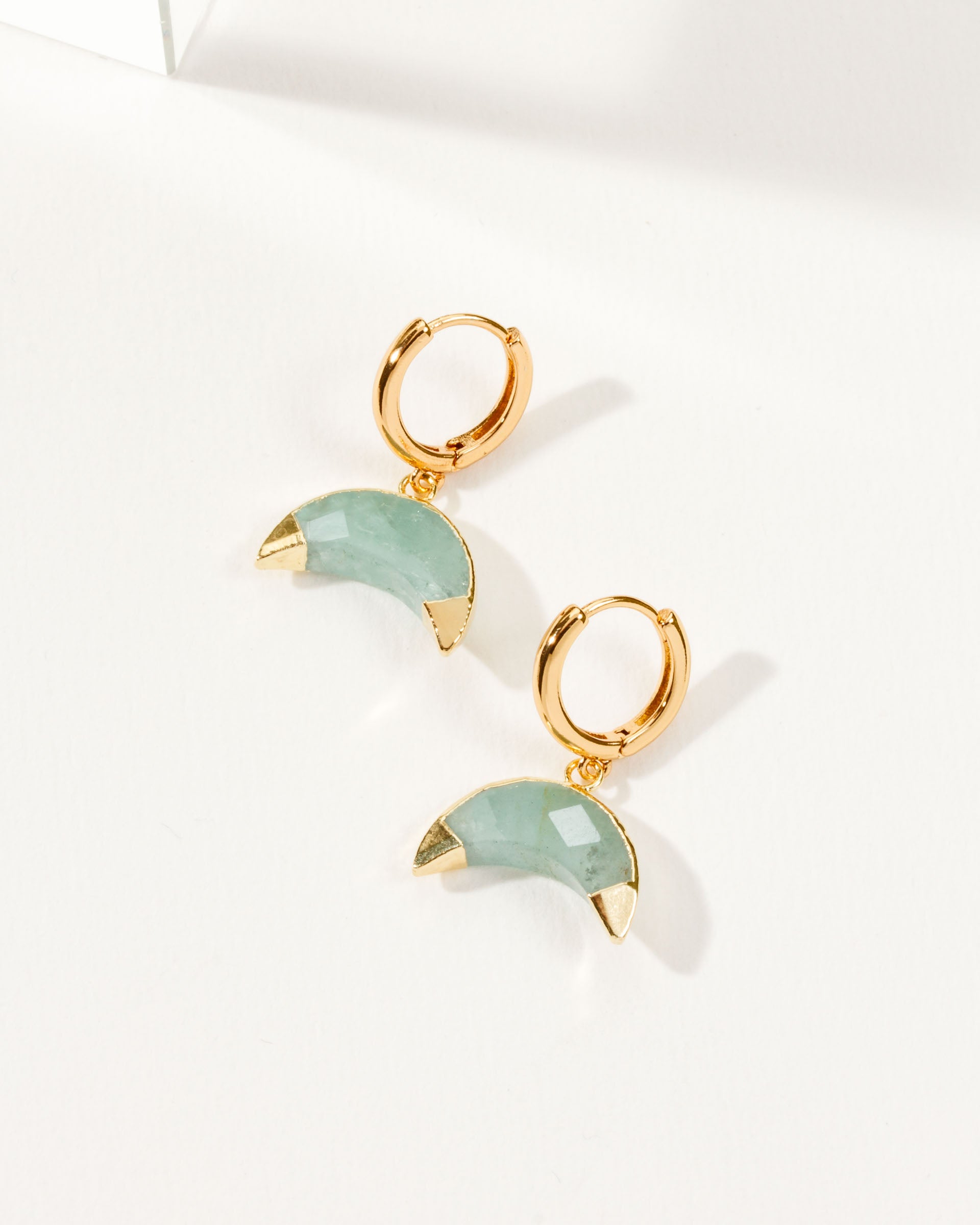 Luna Norte - Crescent Horn Huggie Hoop Earring - Aquamarine