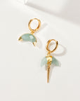 Luna Norte - Crescent Horn Mismatched Huggie Hoop Earring - Aquamarine