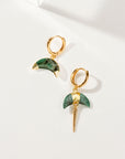 Luna Norte - Crescent Horn Mismatched Huggie Hoop Earring - Emerald
