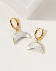 Luna Norte - Crescent Horn Huggie Hoop Earring - Moonstone