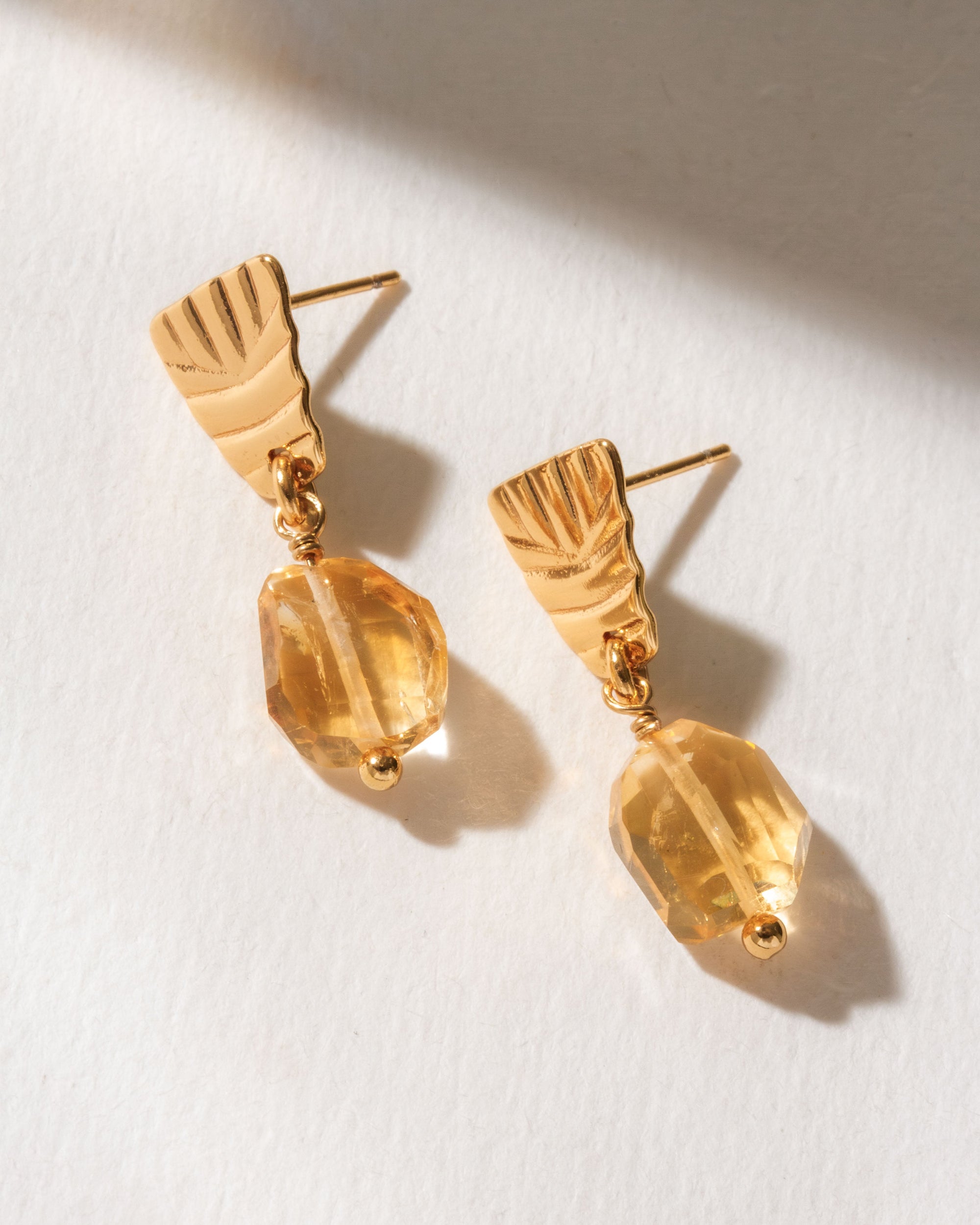 Luna Norte - Way To Shine! Gemstone Doorknocker Earrings - Citrine