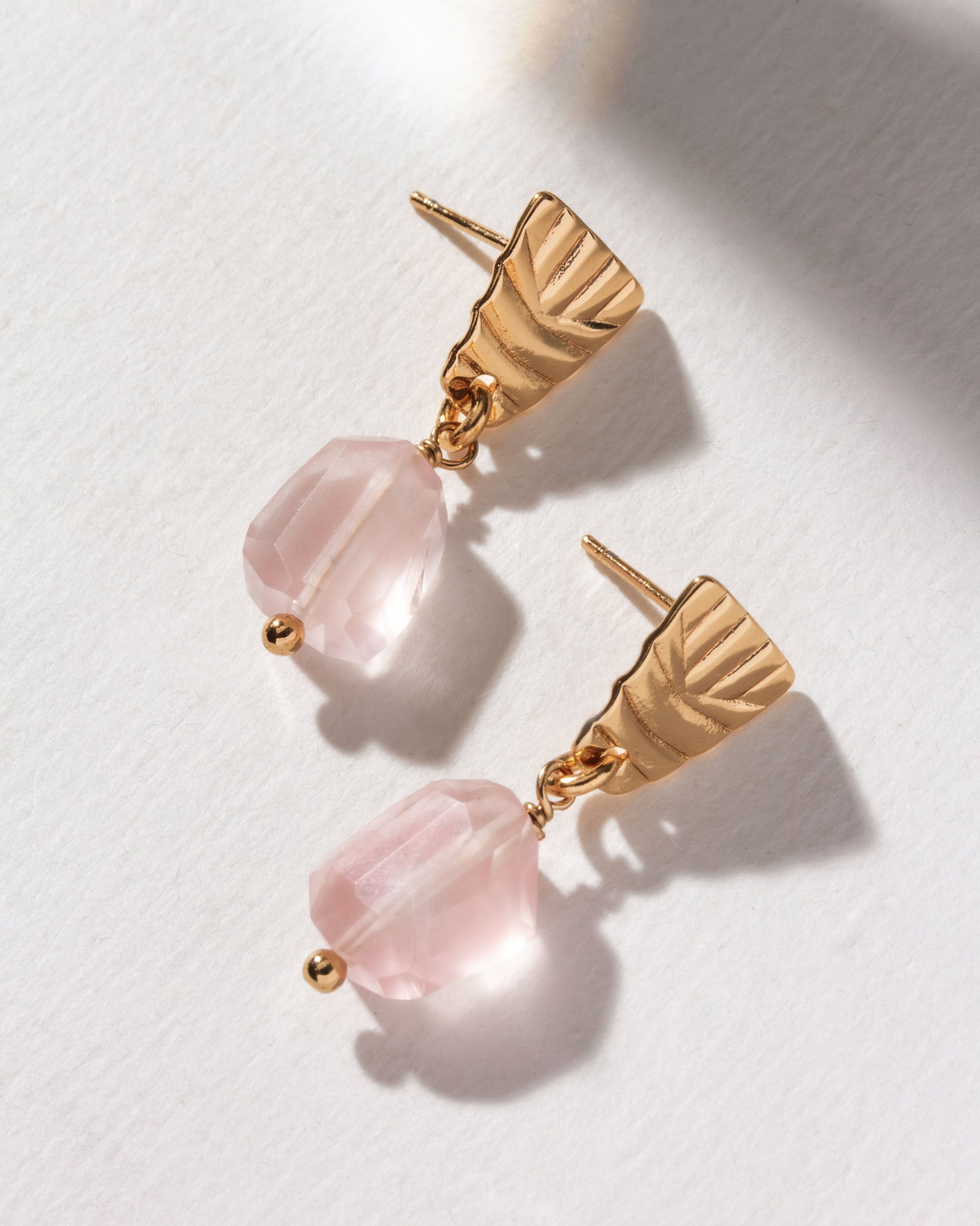 Luna Norte - Way To Shine! Gemstone Doorknocker Earrings - Rose Quartz