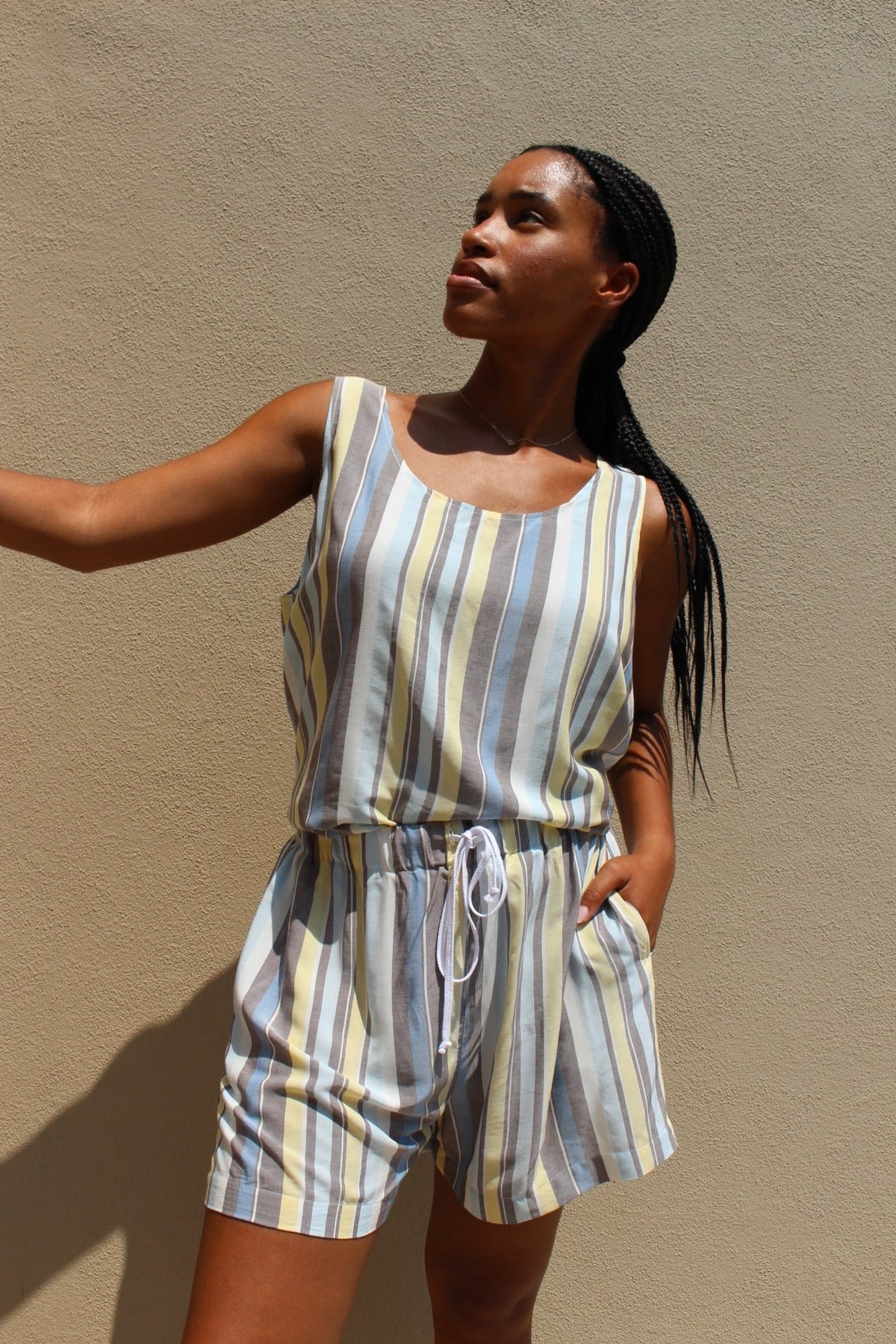 NA NIN - Marni Striped Rayon Tank - Sky & Canary Multi Stripe -