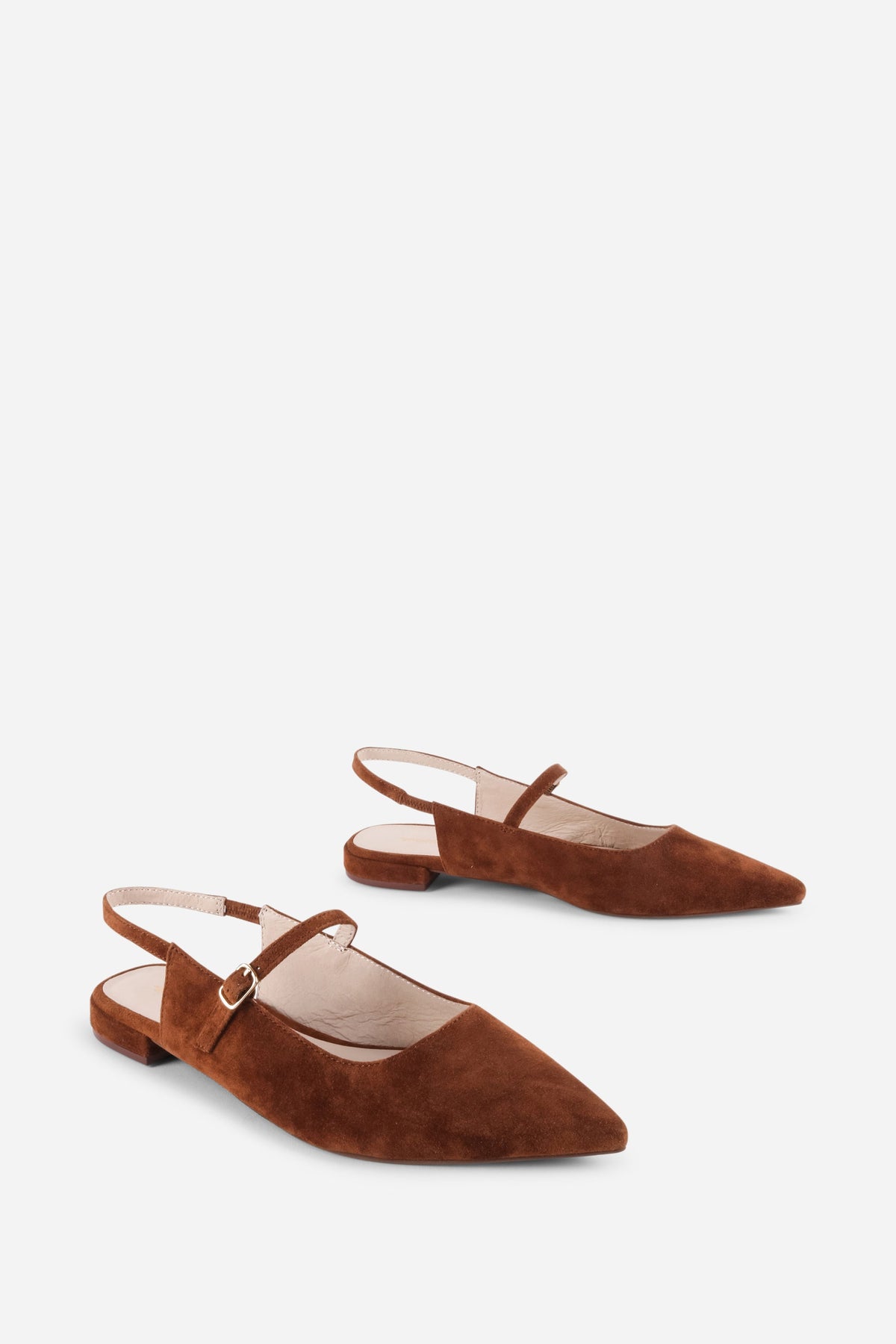 Intentionally Blank - Escape Slingback Flat - COGNAC KID SUEDE