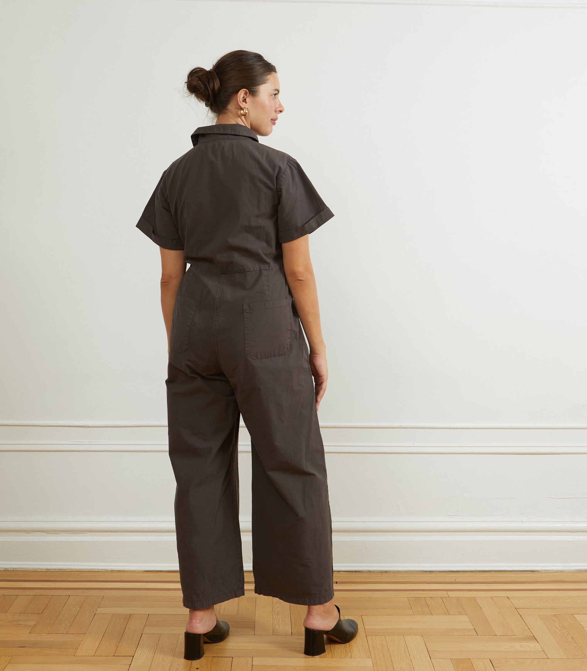 Loup - Poppy Short Sleeve Utility Jumpsuit- Espresso -