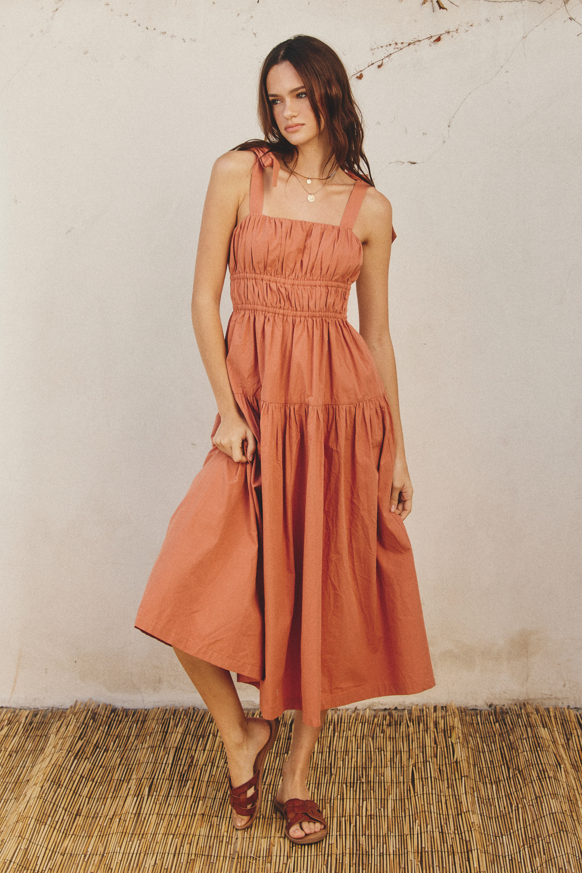 Amalfi Midi Dress in Terracotta