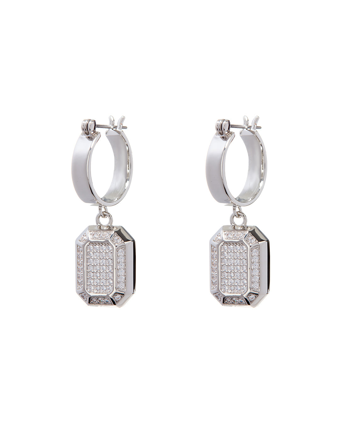 Luv Aj - Faceted Diamond Statement Hoops - Silver -