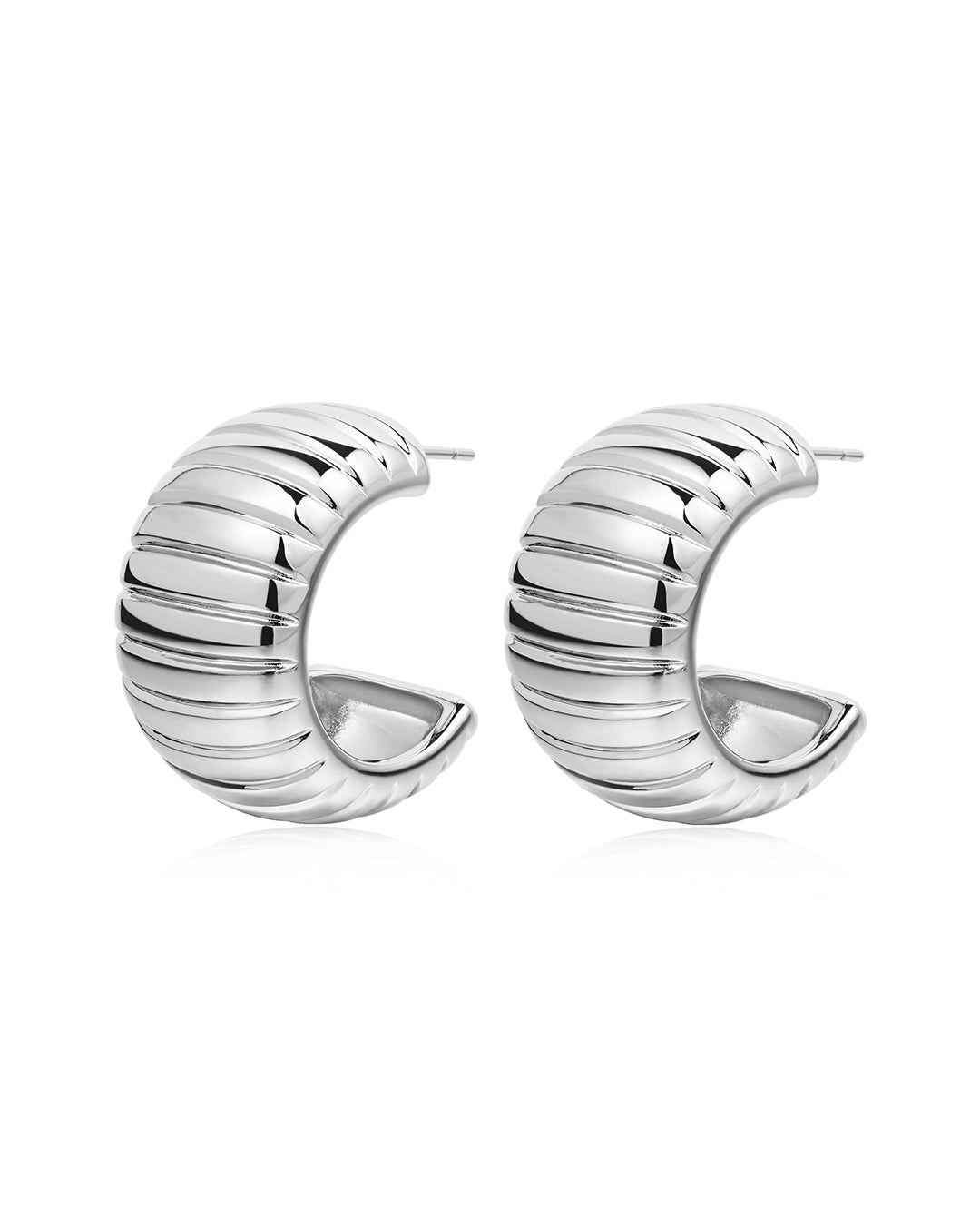 Luv Aj - Remy Ridged Hoops - Silver
