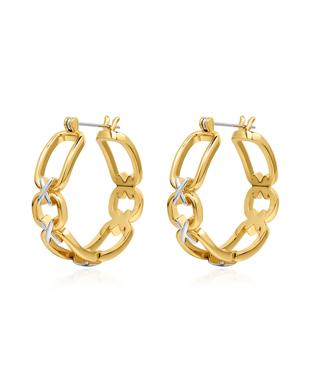 Luv Aj - Two-Tone Chain Hoops - Gold