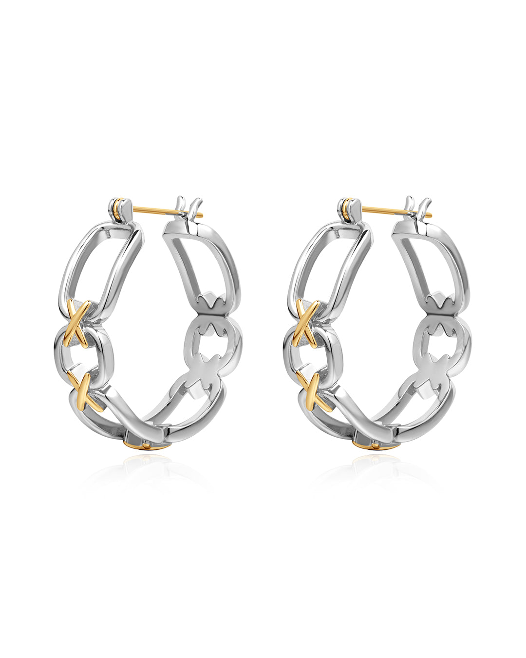 Luv Aj - Two-Tone Chain Hoops - Silver