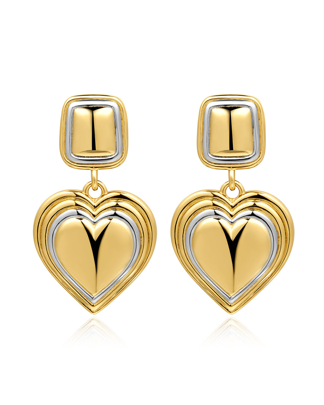 Luv Aj - Two-Tone Heart Earrings - Gold