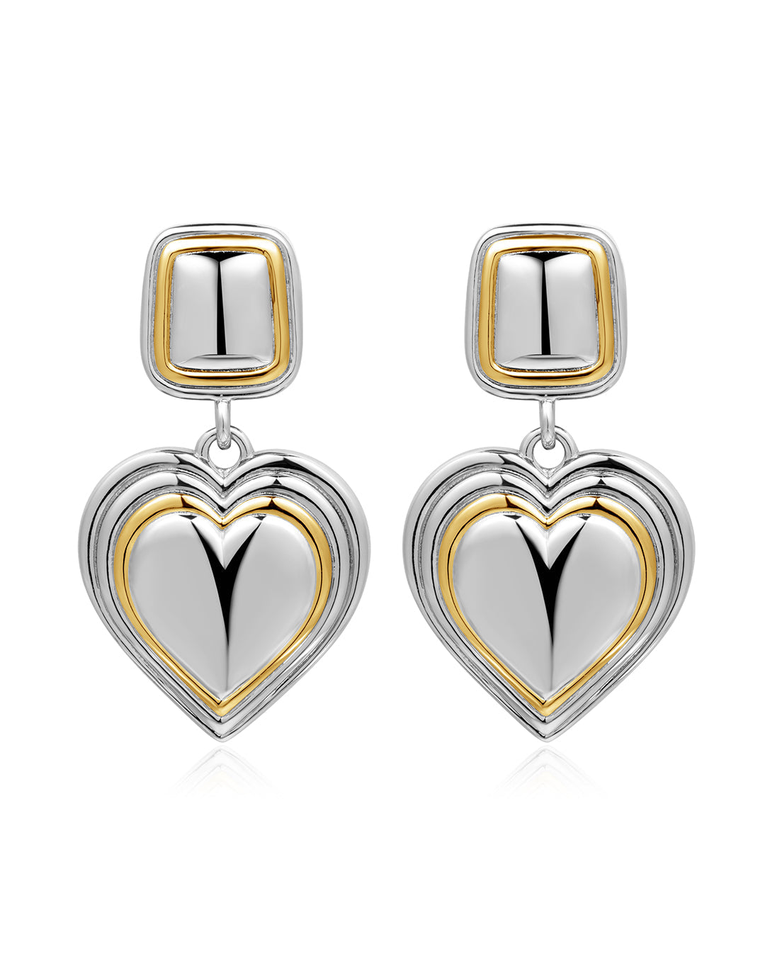 Luv Aj - Two-Tone Heart Earrings - Silver