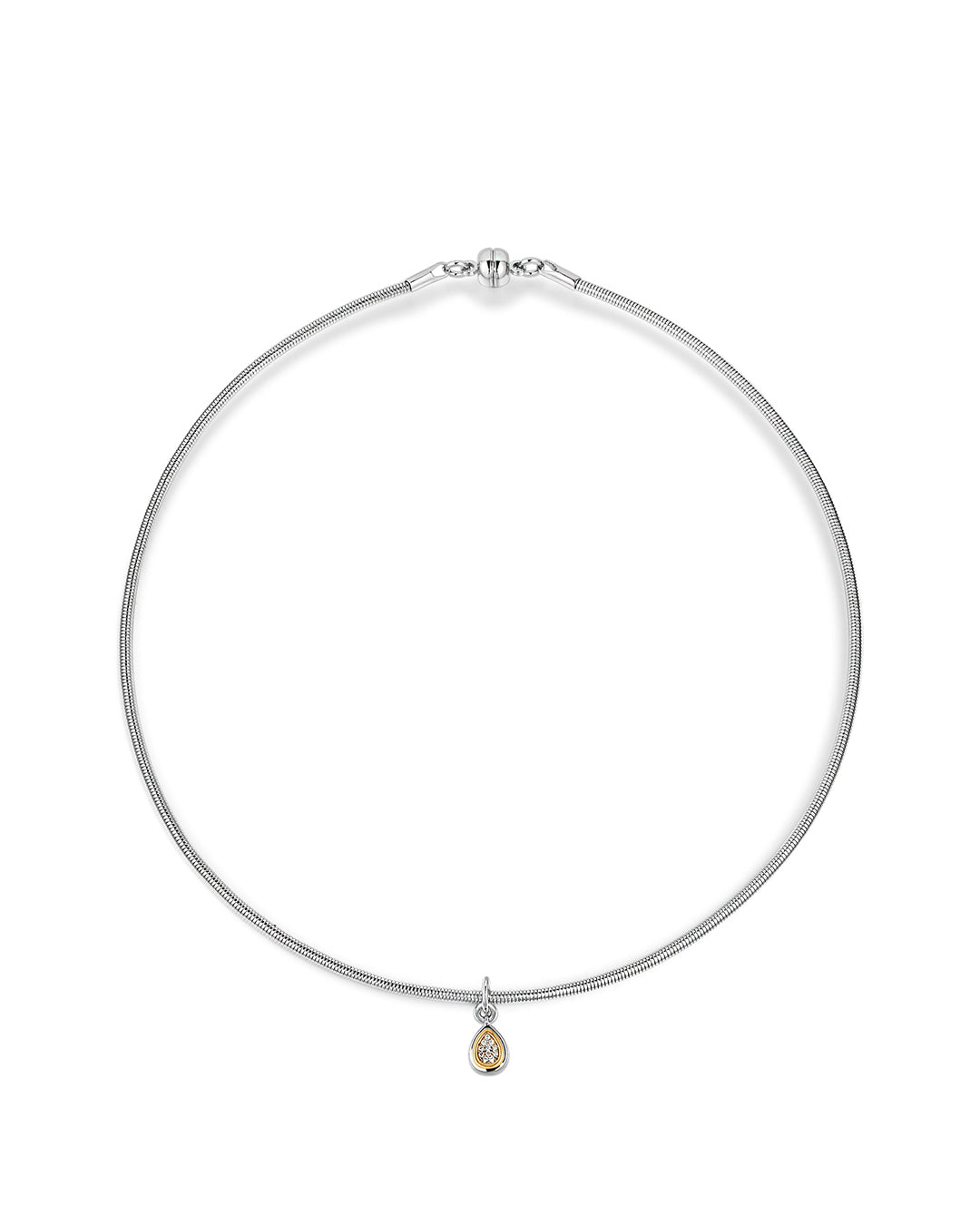 Luv Aj - Pear Charm Snake Chain Necklace - Silver