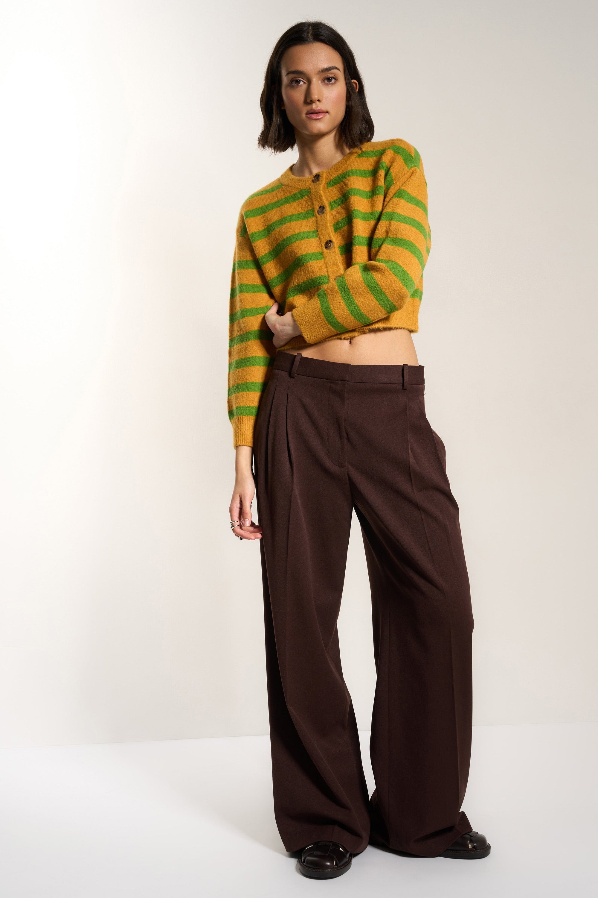 Callahan Knitwear - Fiona Cardigan - Fern Stripe -