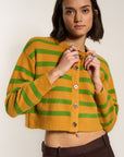 Callahan Knitwear - Fiona Cardigan - Fern Stripe -