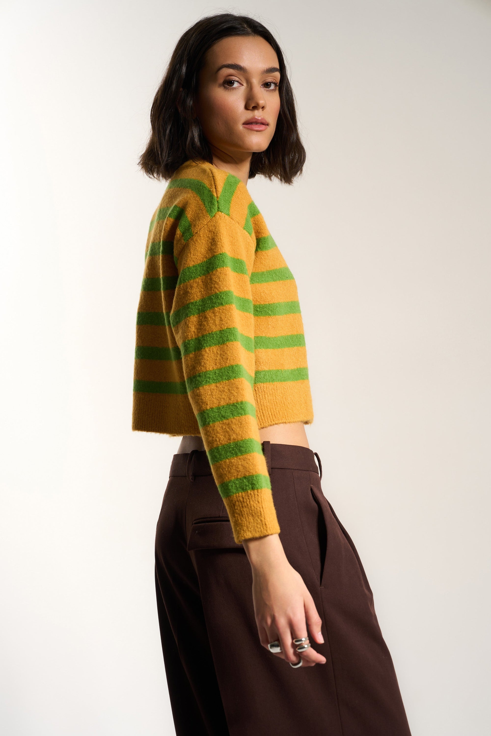 Callahan Knitwear - Fiona Cardigan - Fern Stripe -