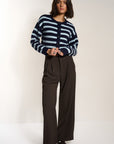 Callahan Knitwear - Fiona Cardigan - Sky Stripe -