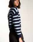 Callahan Knitwear - Fiona Cardigan - Sky Stripe -