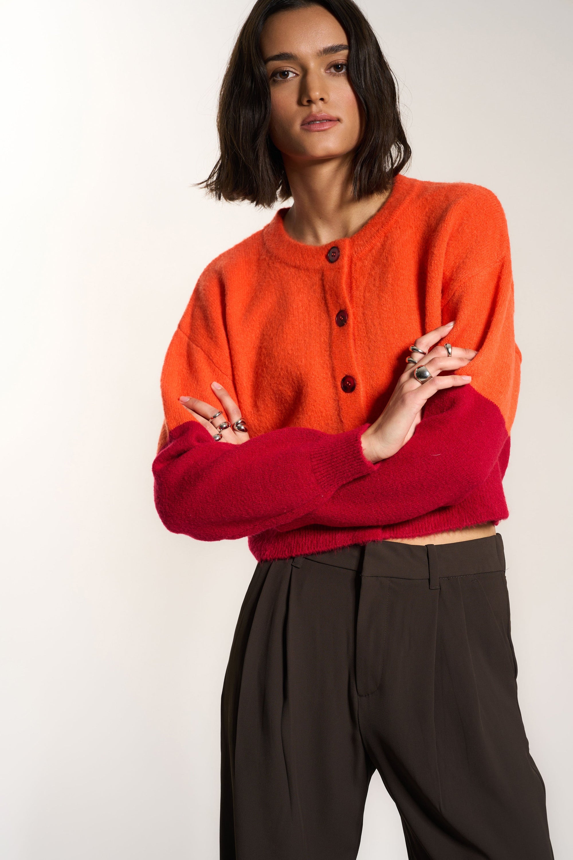 Callahan Knitwear - Fiona Cardigan - Red Orange -