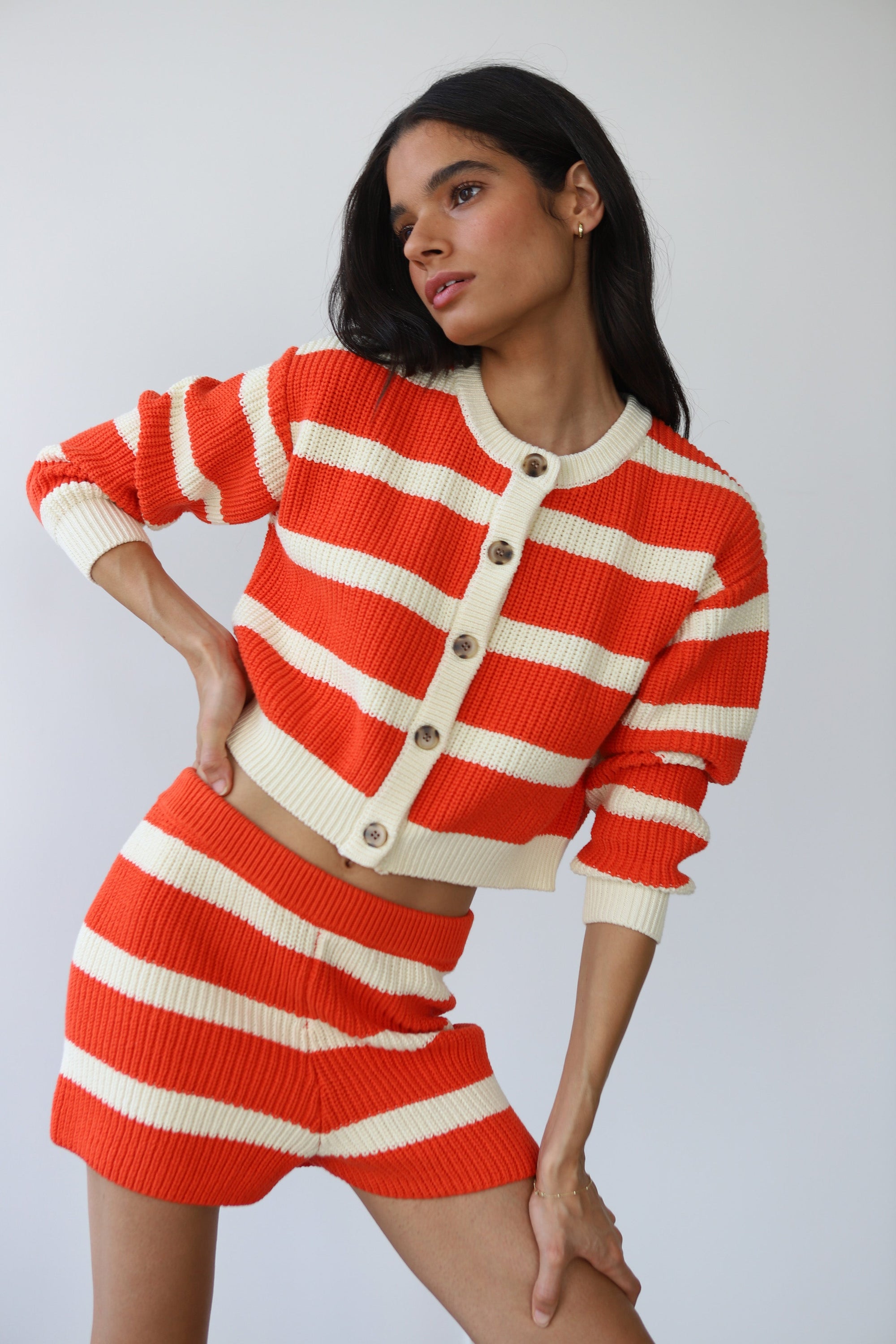 Callahan Knitwear - Fiona Cardigan - Poppy Stripe -