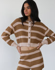 Callahan Knitwear - Fiona Cardigan - Ginger Root Stripe -