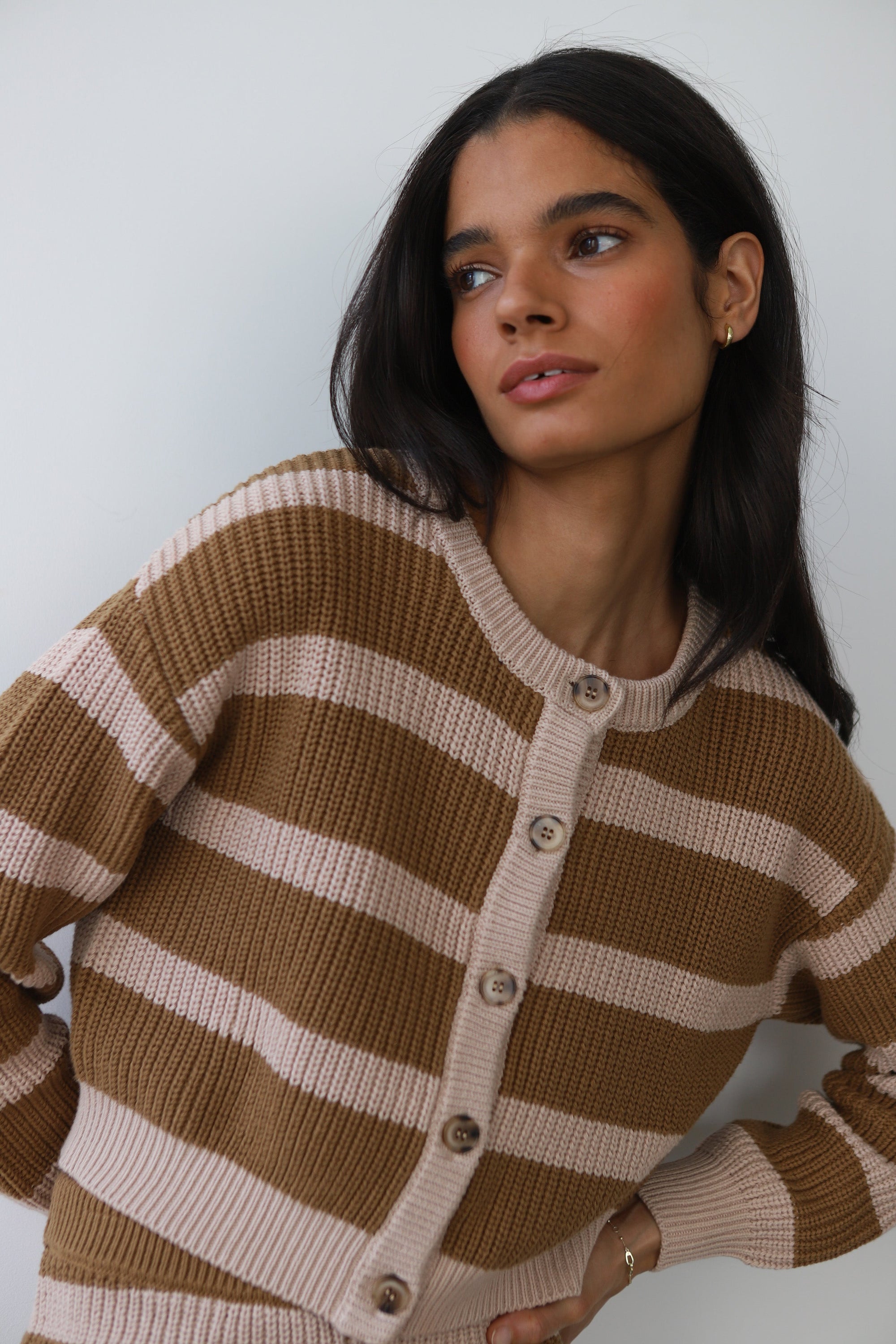 Callahan Knitwear - Fiona Cardigan - Ginger Root Stripe -
