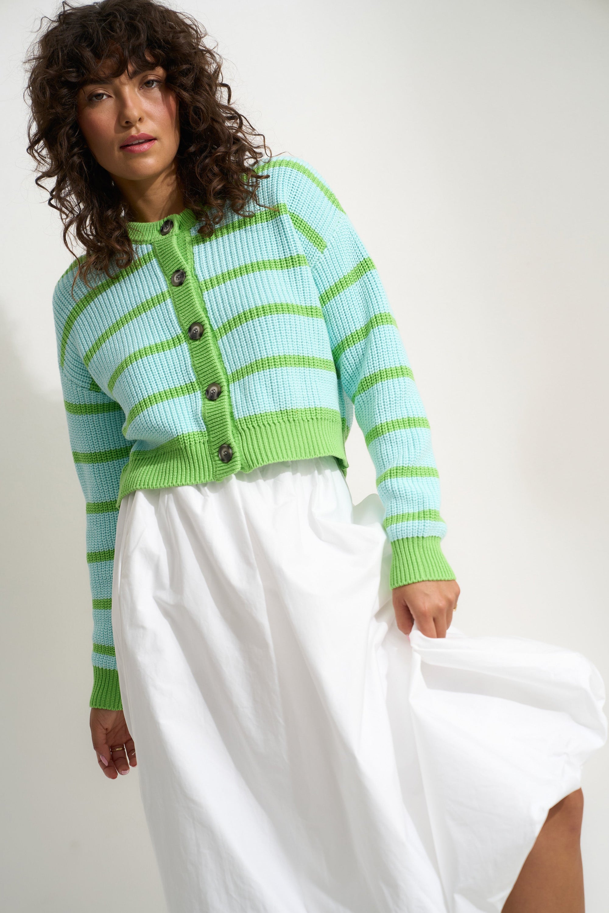 Callahan Knitwear - Fiona Cardigan - Kiwi & Seafoam -