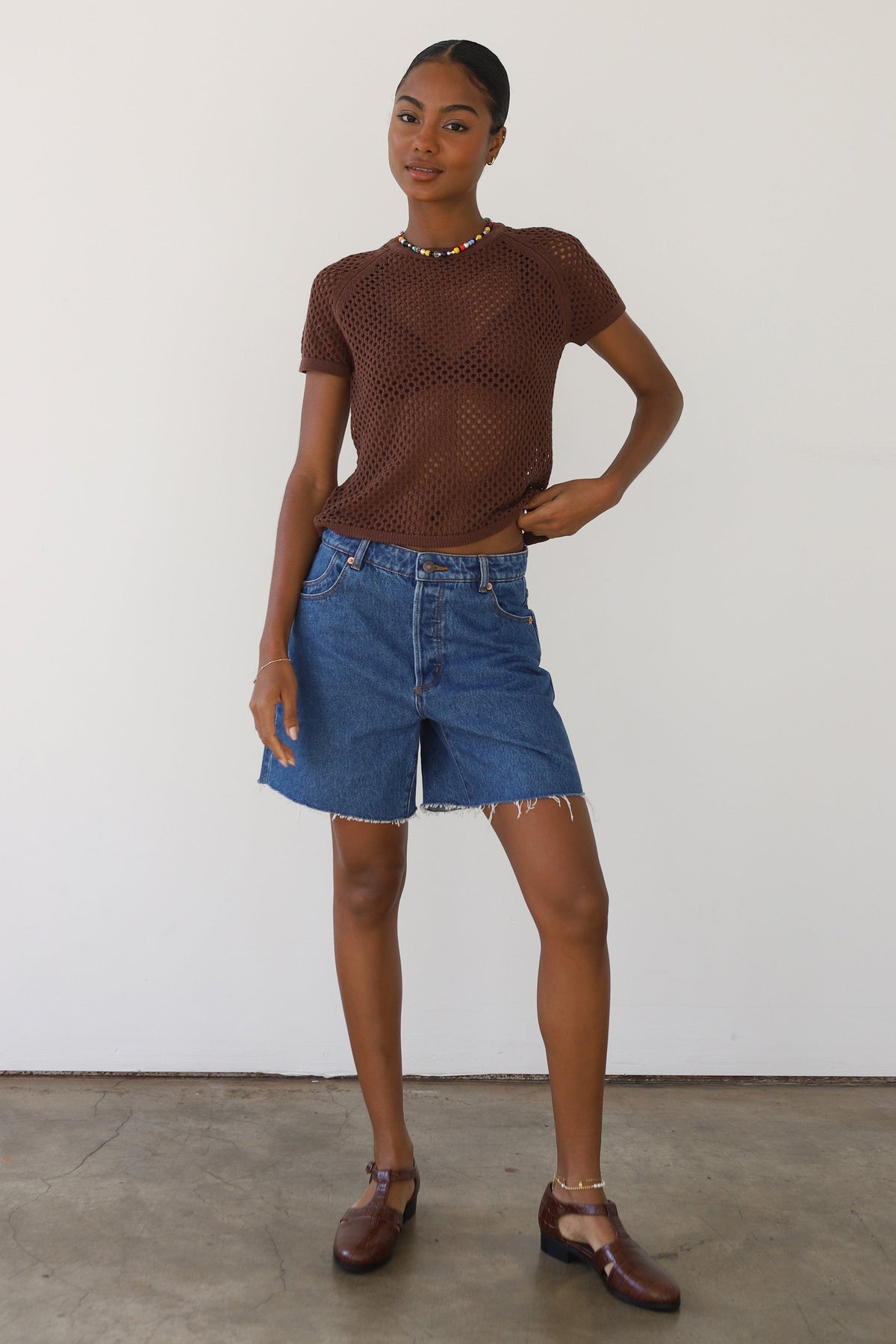 Francisca Crochet Tee - Chocolate