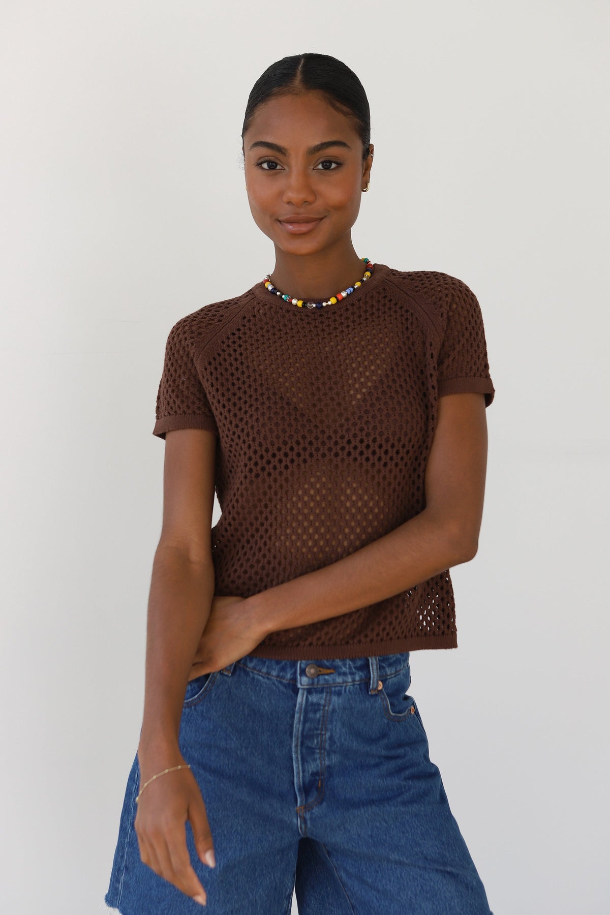 Francisca Crochet Tee - Chocolate