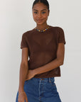 Francisca Crochet Tee - Chocolate