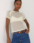 Francisca Crochet Tee - Creme