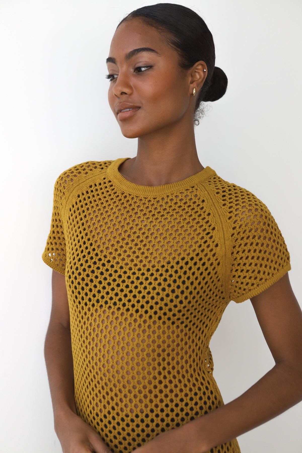 Francisca Crochet Midi Dress - Bronze